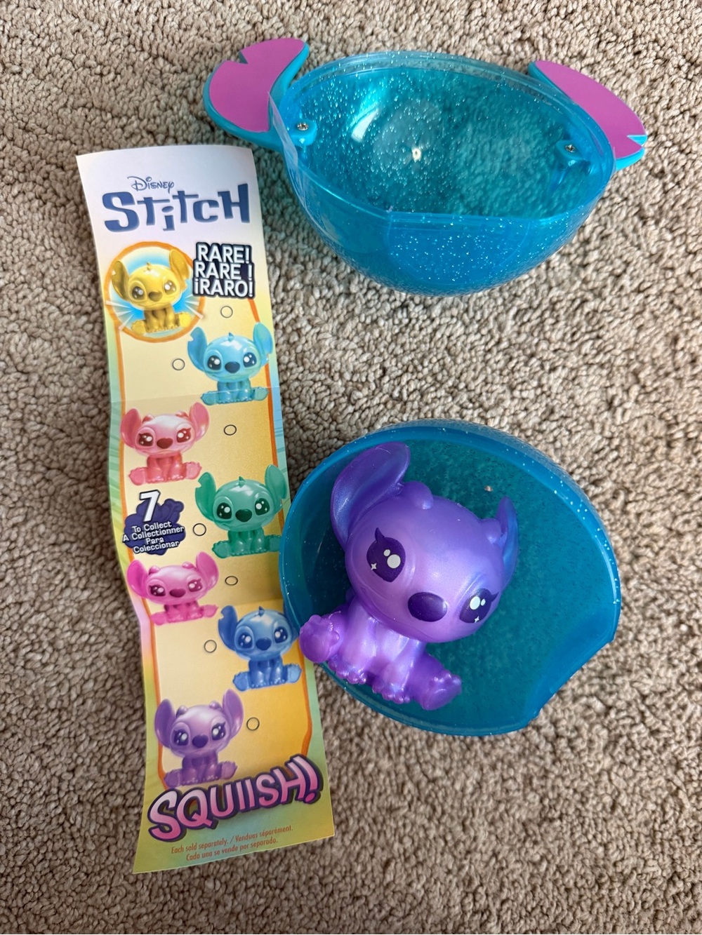Disney Stitch Squish-A-Stitch Purple Lavender Squishy NEW Opened Blind Capsule